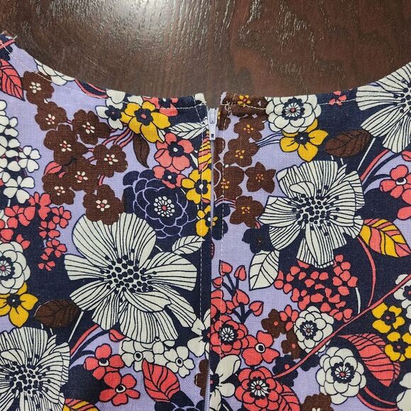 MODCLOTH Purple Floral Retro Shift Dress Sleeveless Linen Blend Plus Sz M‎ - Picture 7 of 9